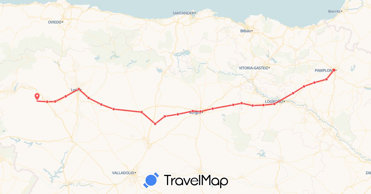 TravelMap itinerary: driving, hiking in Spain (Europe)